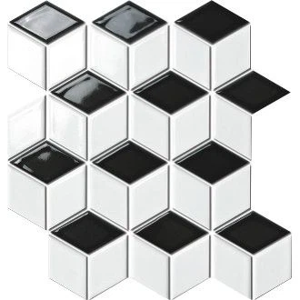 3D mustvalge ruudukujuline mosaiikplaat